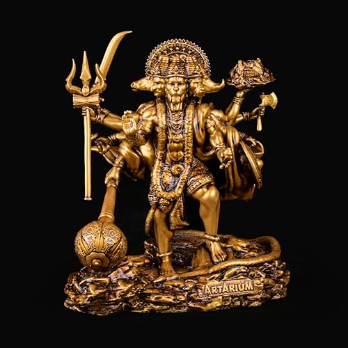 Artarium Panchmukhi Hanuman Ji Standing Statue Hanuman Ji Idol Sclupture Bajrang Bali Idol for Car Dashboard Home Decor Pooja Room (Panchmukhi Hanuman Standing 3.5 Inch) - Image 3
