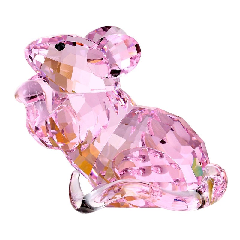 DOJOZ Crystal Mouse Cute Animal Home Decoration Lovely Figurines Collectible Birthday Gifts (Pink) - Image 1