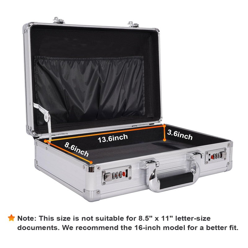 LOCKCURX File Organizer Storage Box - 14.2 x 9.4 x 4.5 Inch Medium, Portable Locking Storage Totes with Dual Combination Locks for Passports, Medications and Small Personal Items- Silver - Image 3
