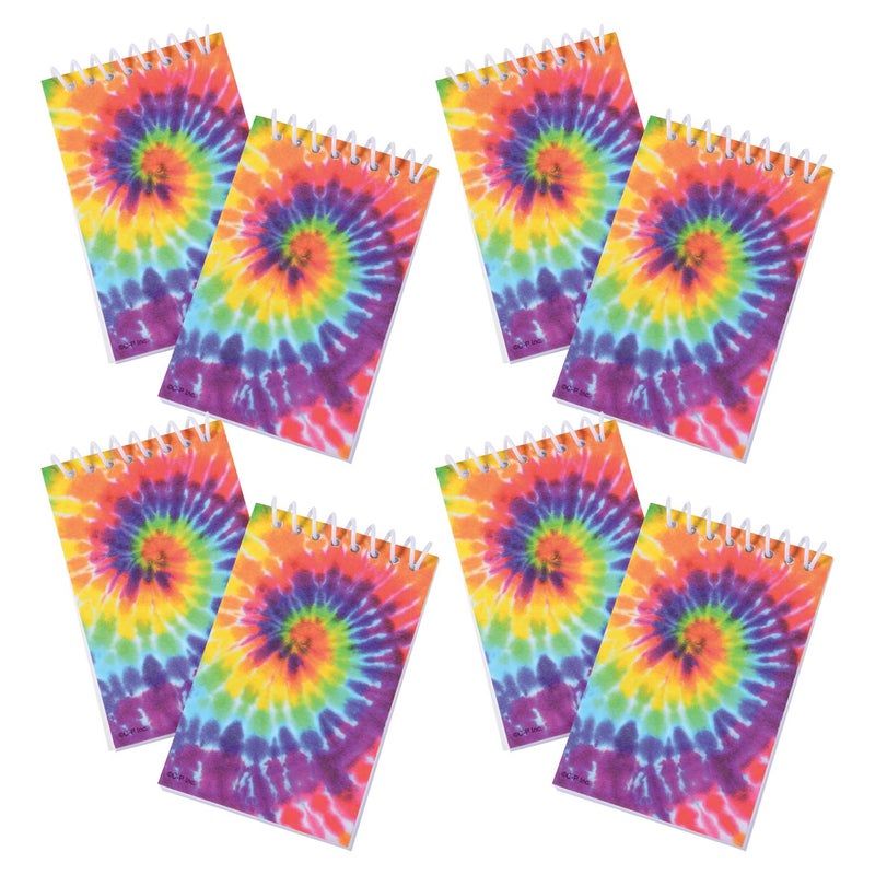 US Toy Tie Dye Notebook 8 Count Kids Birthday Party Rainbow Themed Events Halloween Classroom Supplies Rewards Giveaways Party Favors - Image 2