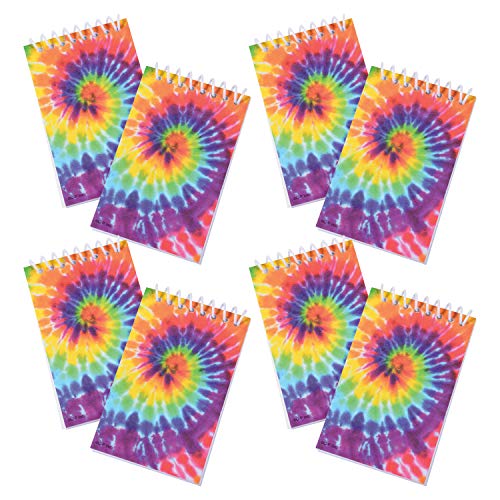 US Toy Tie Dye Notebook 8 Count Kids Birthday Party Rainbow Themed Events Halloween Classroom Supplies Rewards Giveaways Party Favors - Image 1