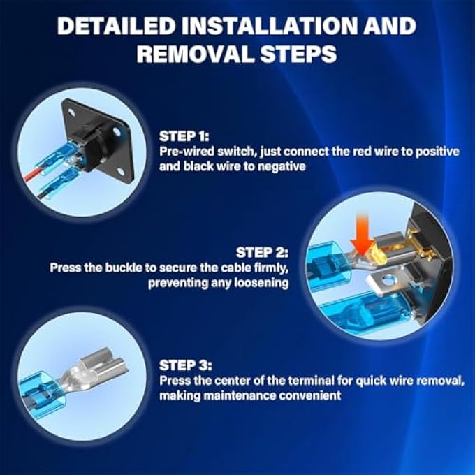 KWSLIN 3 Pack 12 Volt OnOff Spst Wire Switch Rocker Toggle Switch Panel With Blue Led PreWired Design Easy Installation Switch Control For Car Yacht Bus Boat Camper Trailer - Image 4