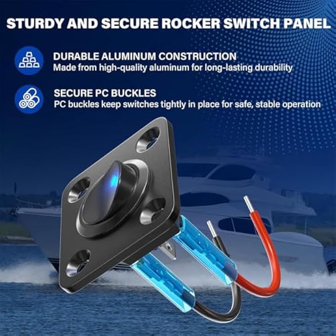 KWSLIN 3 Pack 12 Volt OnOff Spst Wire Switch Rocker Toggle Switch Panel With Blue Led PreWired Design Easy Installation Switch Control For Car Yacht Bus Boat Camper Trailer - Image 5