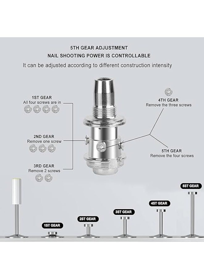 Concrete Nail Gun Kits with 10 pcs Nails, 5 Speed Adjustable Manual Steel Nail Gun, Wall Fastening Power Too0 - Image 3