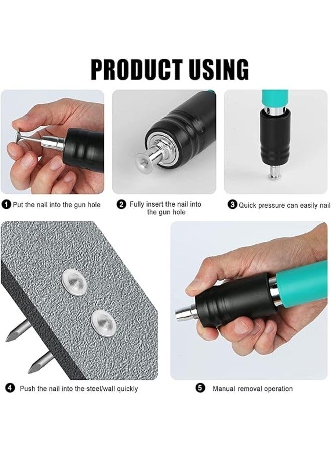 Concrete Nail Gun Kits with 10 pcs Nails, 5 Speed Adjustable Manual Steel Nail Gun, Wall Fastening Power Too0 - Image 5