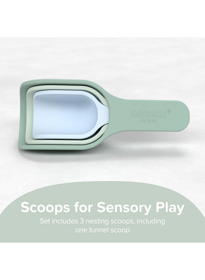 Inspire My Play Inspire My Play - 3 x Silicone Nesting Scoops - Perfect for Sensory PlayTray - Sensory Bin Accessories - Special Education Classroom Supplies - Montessori Education Toys - Multi-Purpose Shovel - Green  - Image 2