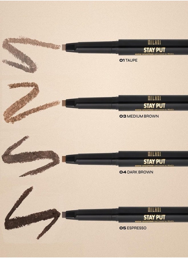 Milani Stay Put Precision Brow Pencil in 05 Expresso– Waterproof, Ultra-Fine Tip for Precise Application, Long-Lasting Smudge-Proof Brow Enhancer