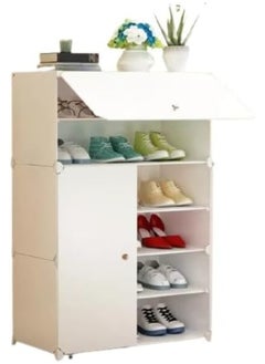 Generic SUPAAR Portable Shoe Rack Organizer Tower, Shoe Rack Storage Organizer, Shoe Storage Shelf with Adjustable Hook and Side Shelf 