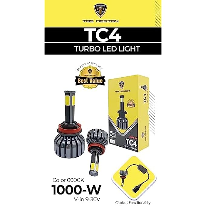 توبيز لمبات المصابيح الأمامية LED TC4 H3، سطوع 300، 11 لمبة صغيرة الحجم H3 LED، مجموعات تحويل المصابيح، شعاع عالي ومنخفض 6500 كلفن، مصابيح أمامية بيضاء باردة، استبدال الهالوجين، عبوة من قطعتين