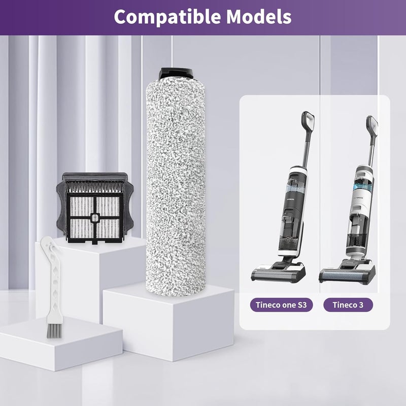 BYOFI Replacement Brush Rollers and Filters Kit for Tineco iFloor 3 and iFloor One S3 Cordless Wet Dry Vacuum Cleaner,Accessories inclue 3 HEPA Filters & 3 Brush Rollers - Image 2