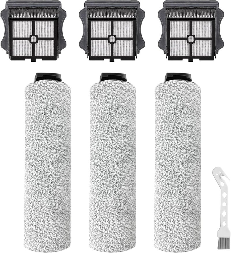 BYOFI Replacement Brush Rollers and Filters Kit for Tineco iFloor 3 and iFloor One S3 Cordless Wet Dry Vacuum Cleaner,Accessories inclue 3 HEPA Filters & 3 Brush Rollers - Image 1