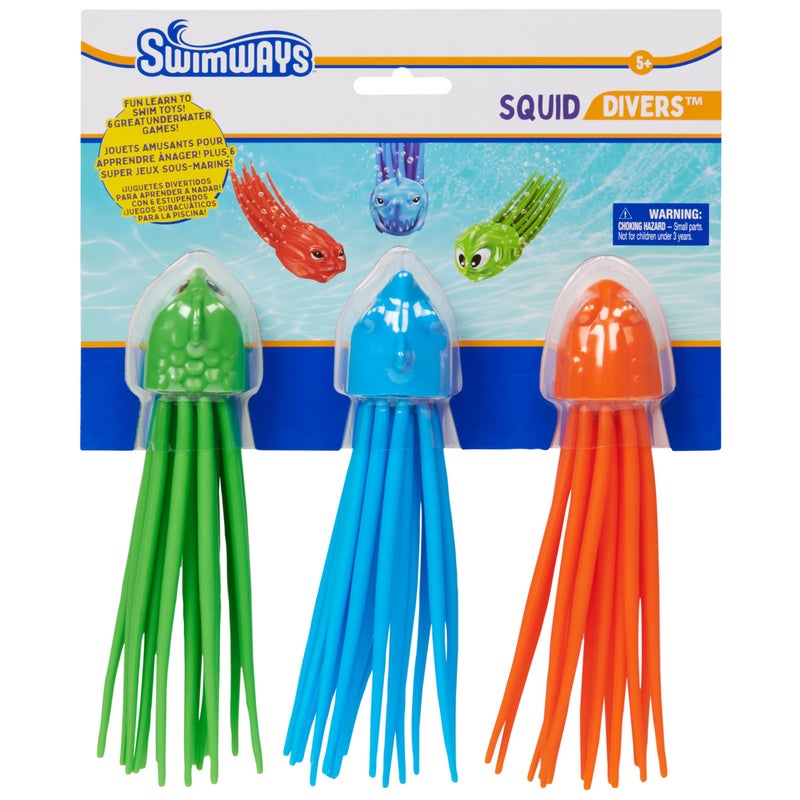 SwimWays SquiDivers Kids Pool Diving Toys, 3 Pack, Bath Toys & Pool Party Supplies for Kids Ages 5 and Up - Image 1