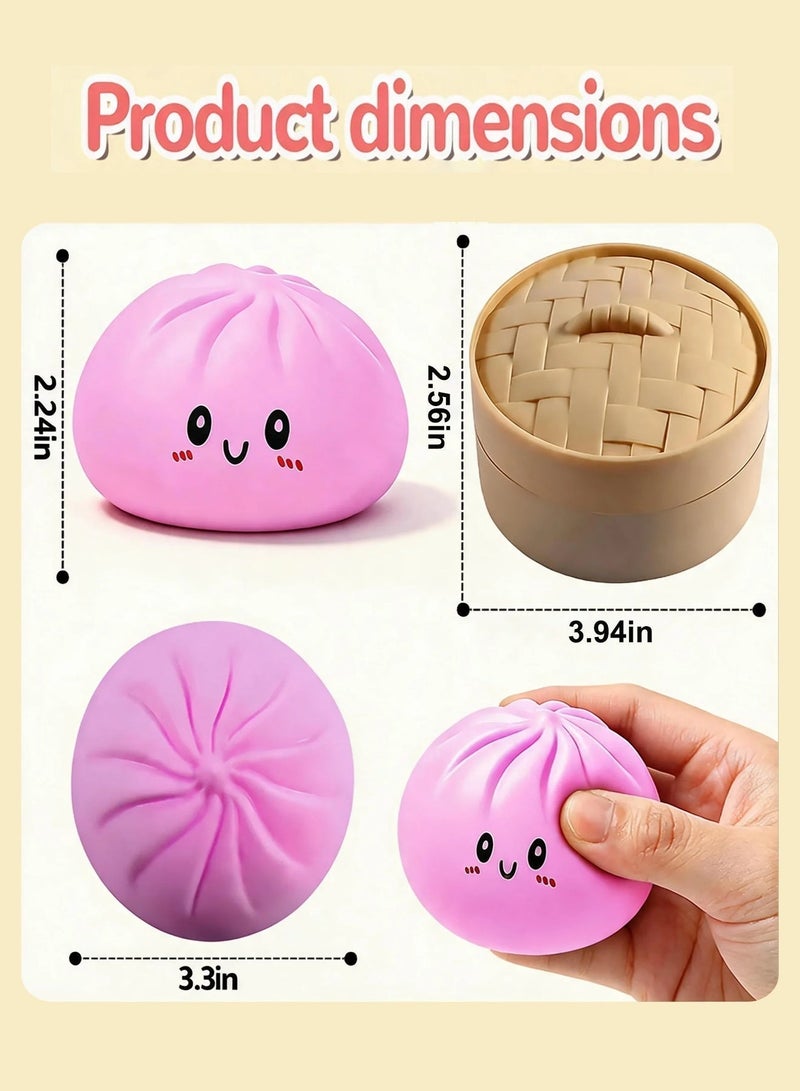 Paka Rabbit 3PCS Glitter Dumpling Squishies with Box,Glitter Dumpling Mystery Box,Colorful Dumpling Stress Balls Fidget,Jumbo Squishy Toy with Steamer Box,Soft Squeeze , Colorful Fidget Sensory Toy. - Image 5