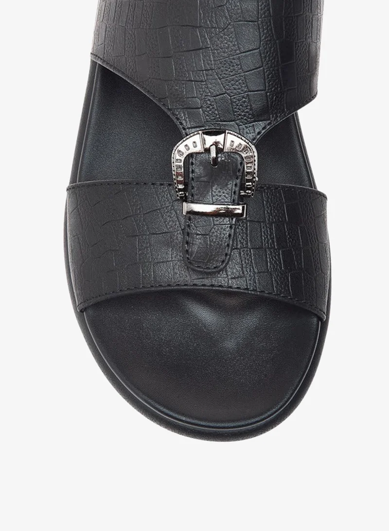 LBL by Shoexpress BLACK Buckle Accent Slip-On Arabic Sandals for Men | Best Price UAE