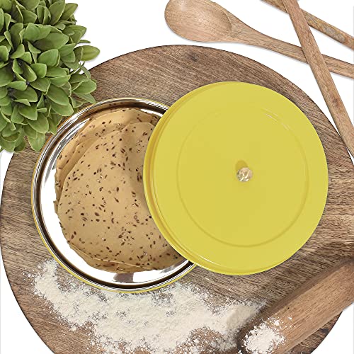 Elan Stainless Steel Roti Box Chapati | Elegant Design with Tight Lid, Ideal for Serving & Storing Rotis, Papads, Dry Food, and Candies | Lightweight, Durable & Easy to Open (Casserole, Yellow) - Image 5