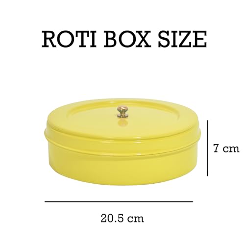 Elan Stainless Steel Roti Box Chapati | Elegant Design with Tight Lid, Ideal for Serving & Storing Rotis, Papads, Dry Food, and Candies | Lightweight, Durable & Easy to Open (Casserole, Yellow) - Image 2