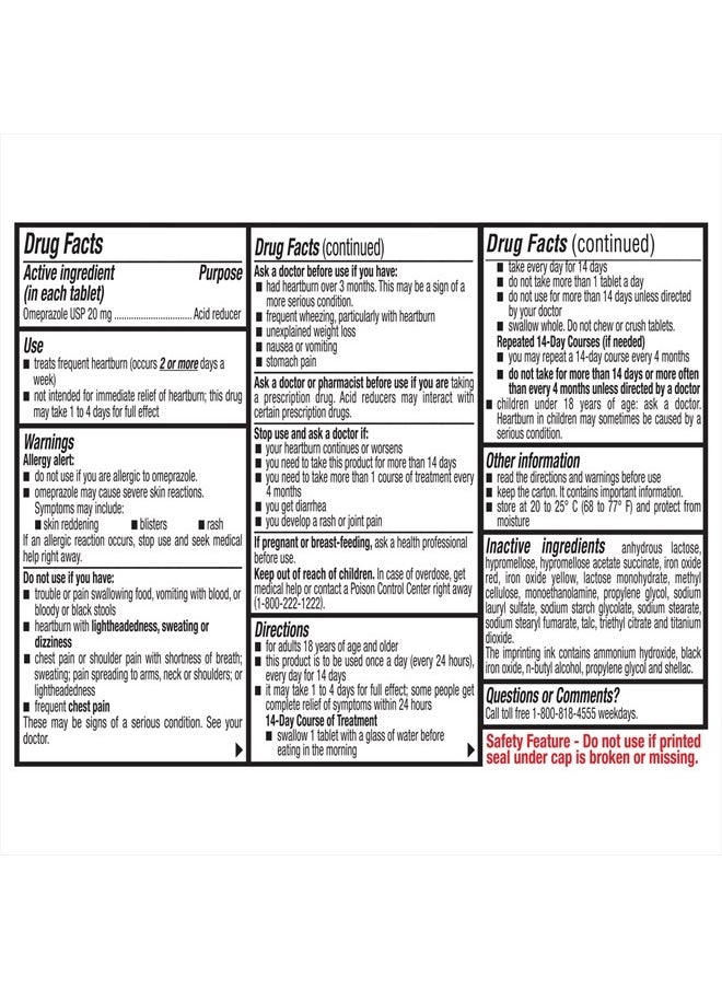 Ohm Omeprazole Tablets, Delayed-Release Tablets, 20mg Acid Reducer, 28 Tablets  - Image 2