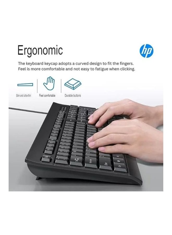 HP اتش بي لوحة مفاتيح وماوس العاب بلاستيك للكمبيوتر - موديل Km100 - Image 5