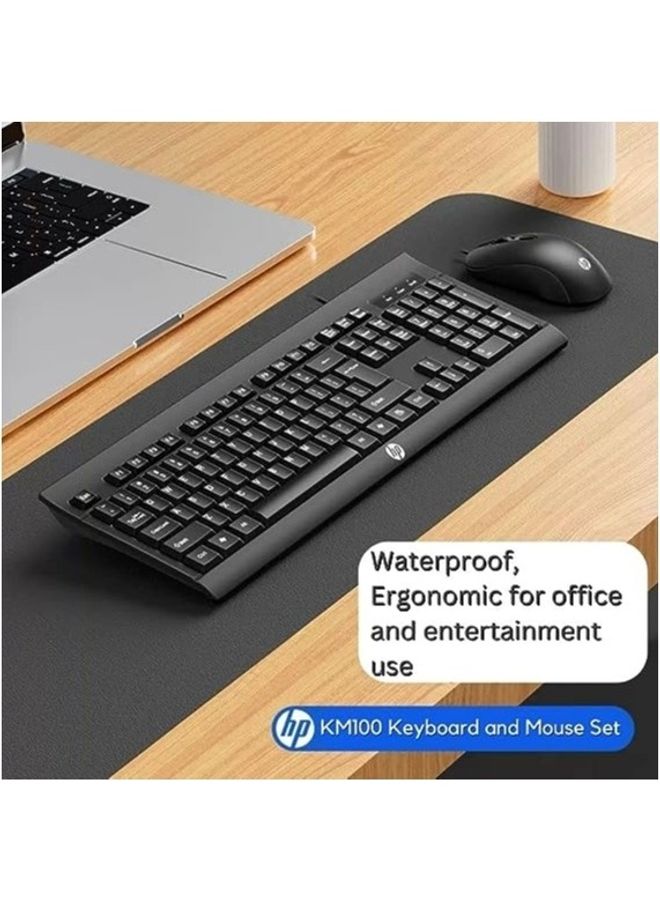 HP اتش بي لوحة مفاتيح وماوس العاب بلاستيك للكمبيوتر - موديل Km100 - Image 3