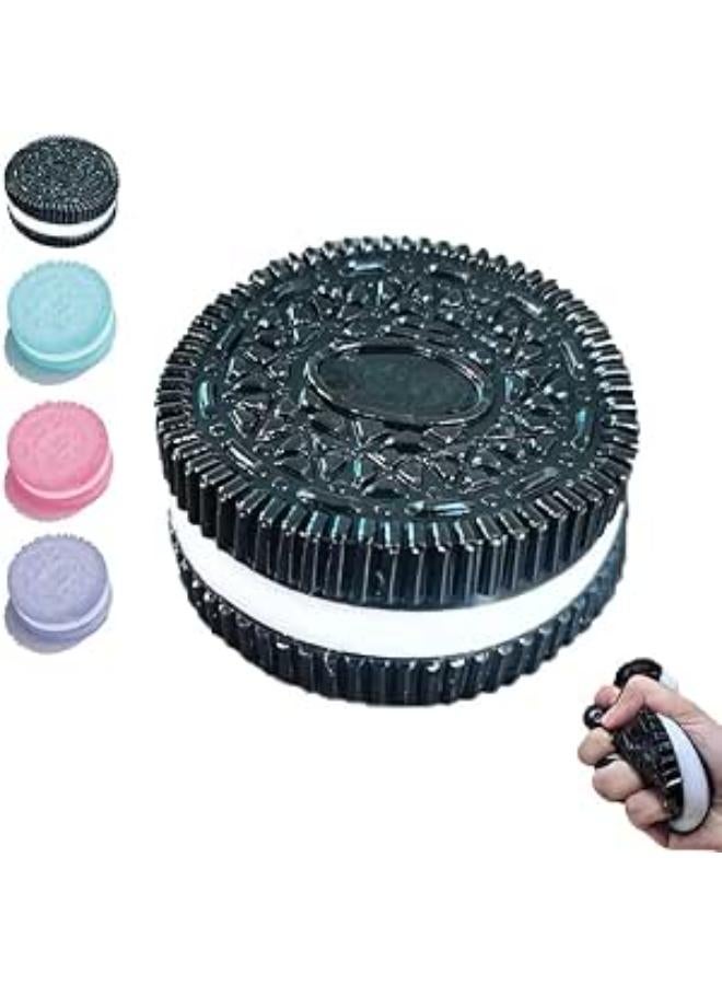 Silicone Stress Relief Squishy Toy Tab Squishy Dessert Squishies PVC New Fidget Toy Stress Relieving Fur Ball Biscuits, Ultra-Soft Decompression Venting Toy, Gummy Candy Fidget Toys (Black, 2 Pack)