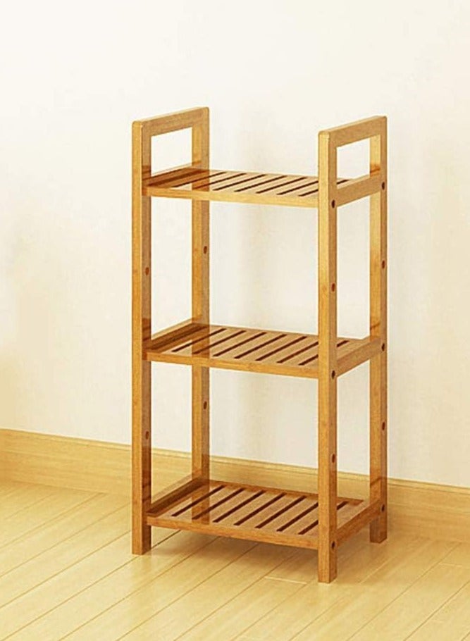 وحدة رفوف خشبية لغرفة المعيشة مكونة من 3 طبقات مصممة بشكل بسيط وانيق خصيصًا لديكور المنزل - Image 1