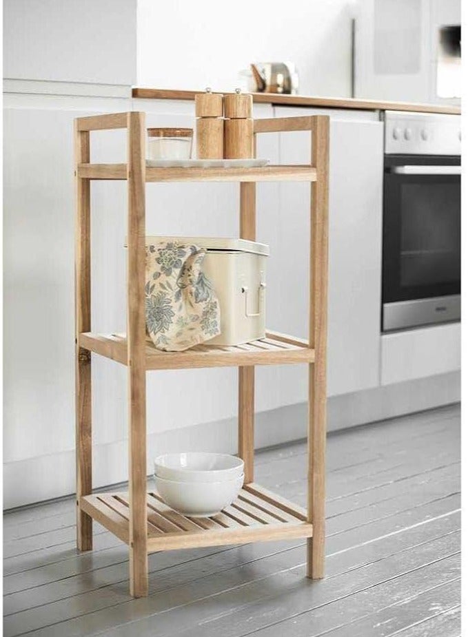 وحدة رفوف خشبية لغرفة المعيشة مكونة من 3 طبقات مصممة بشكل بسيط وانيق خصيصًا لديكور المنزل - Image 2