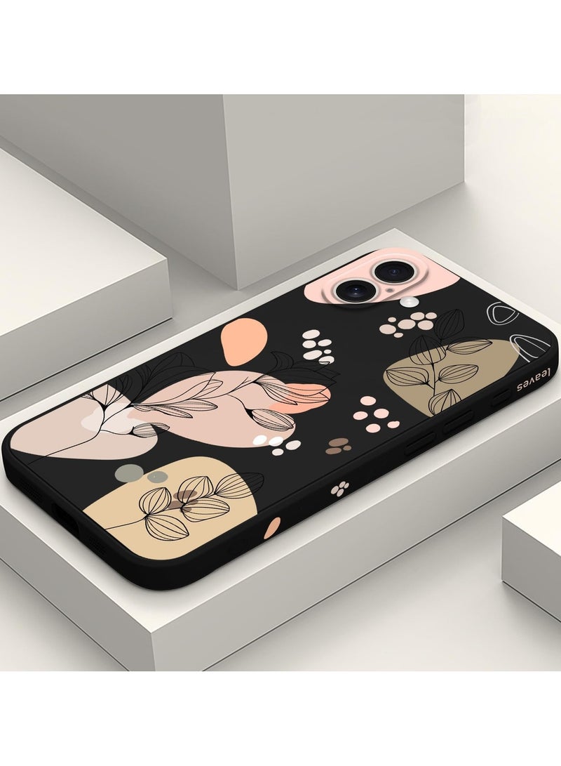 for iPhone 16 Case Scratch Resistant Soft Slim Fit Floral Phone Cover for iPhone 16 6.1 inch-Morandi Black - Image 2