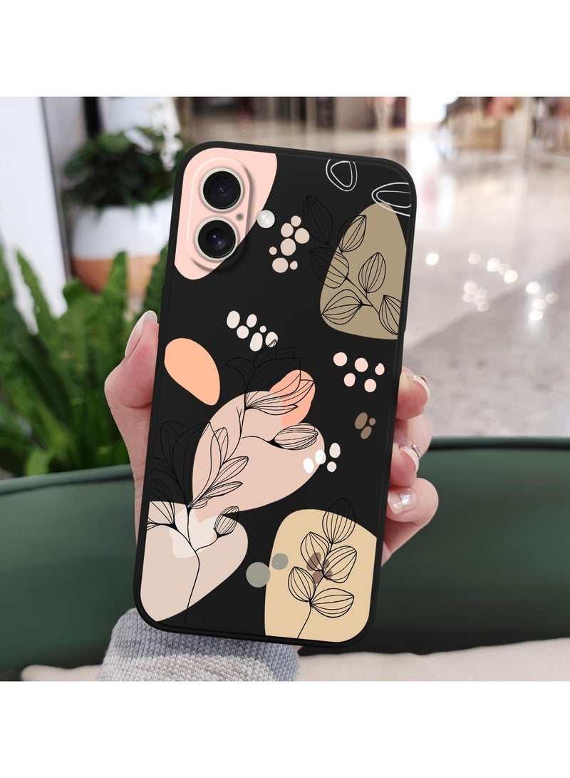 for iPhone 16 Case Scratch Resistant Soft Slim Fit Floral Phone Cover for iPhone 16 6.1 inch-Morandi Black - Image 3