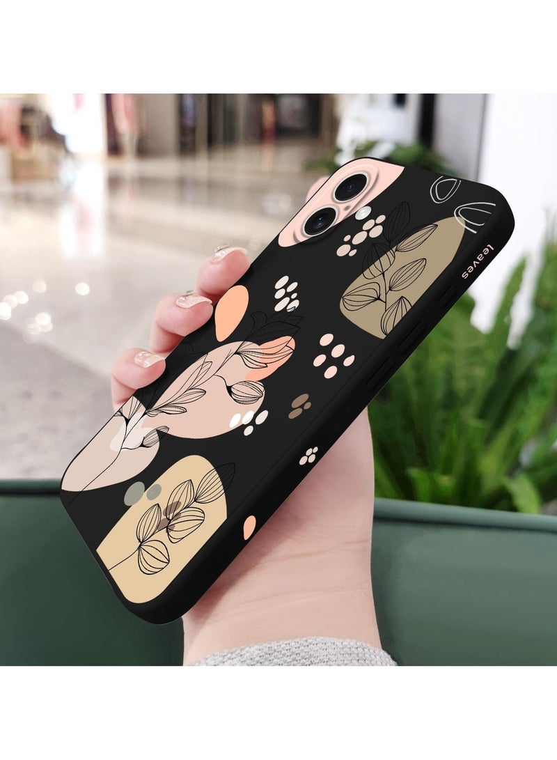for iPhone 16 Case Scratch Resistant Soft Slim Fit Floral Phone Cover for iPhone 16 6.1 inch-Morandi Black - Image 4