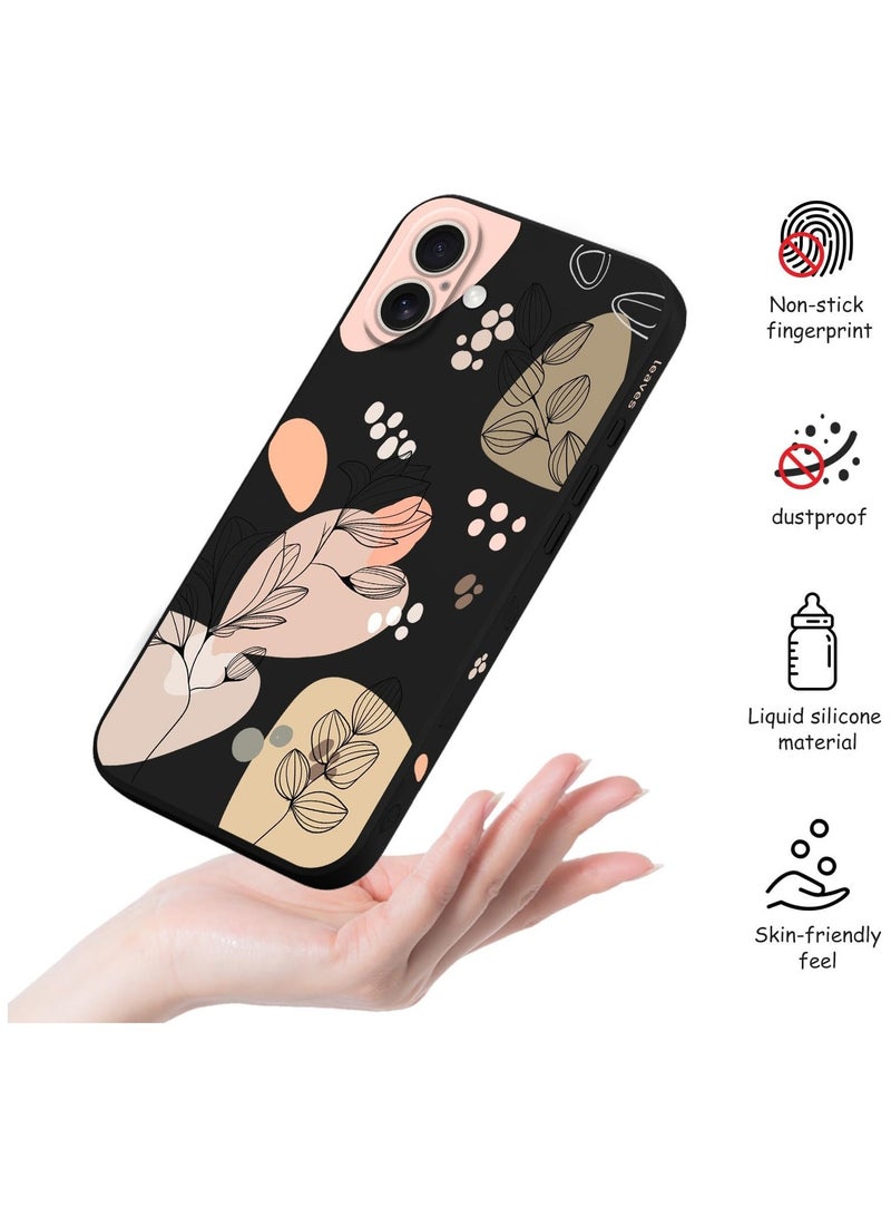 for iPhone 16 Case Scratch Resistant Soft Slim Fit Floral Phone Cover for iPhone 16 6.1 inch-Morandi Black - Image 5