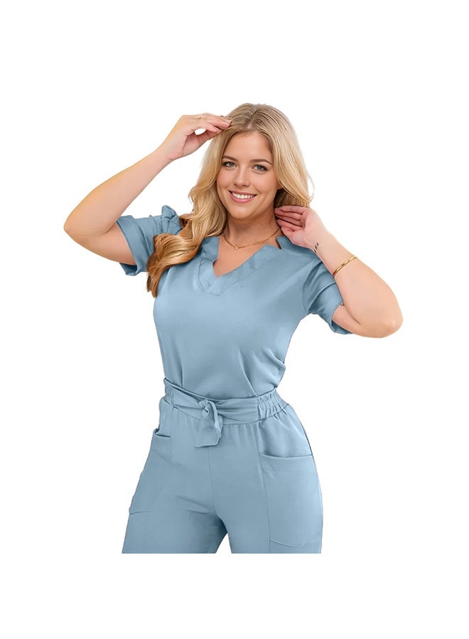 NIBEMINENT Short Sleeve Straight Pants Hospital Work Clothes Beauty Salon Women's Nurse Suit Hand Washing Clothes - Image 1