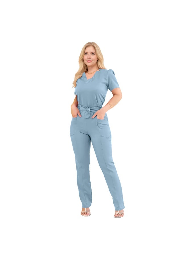 NIBEMINENT Short Sleeve Straight Pants Hospital Work Clothes Beauty Salon Women's Nurse Suit Hand Washing Clothes - Image 2