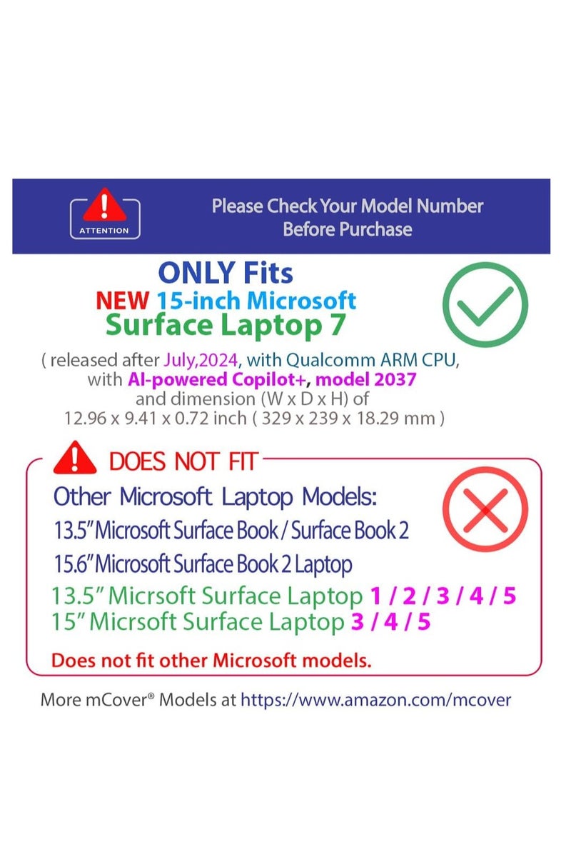 Rubberized Hard Case Compatible with Microsoft Surface Laptop 15-inch Touchscreen Copilot+ PC 2024 (7th Ed Model #2037) Lightweight Durable Scratch-Resistant Easy Install, Frosted Transparent - Image 4