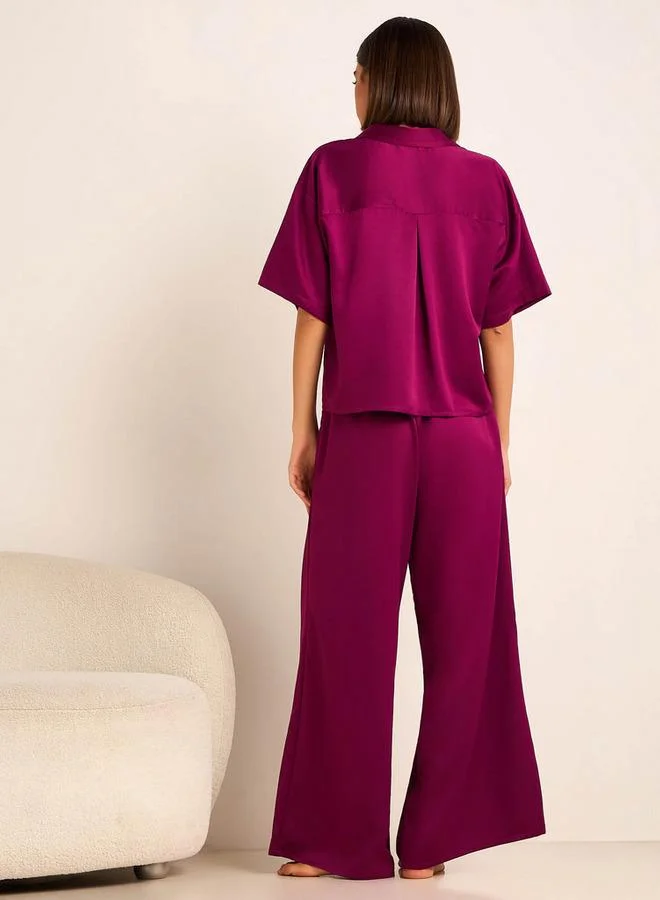Aadaraya  Aadaraya Pyjama Set Button-Down Shirt & Trousers for Women | Best Price UAE