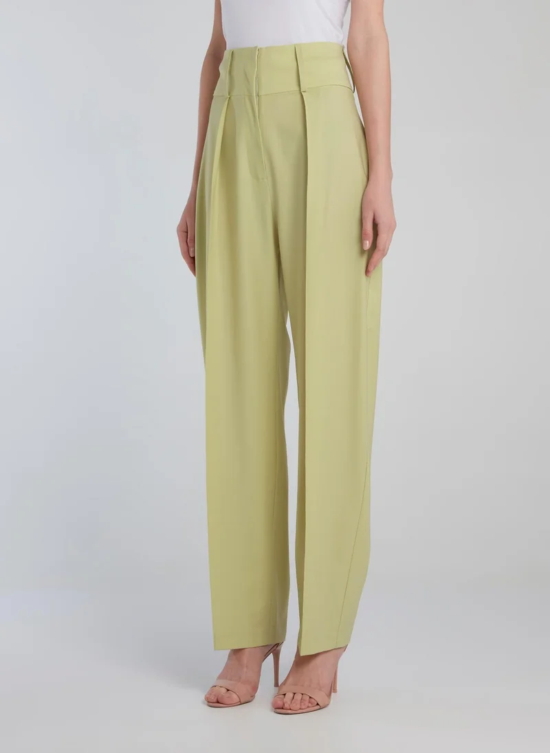 Anouki Lime High Waist Front Pleated Tapered Trousers