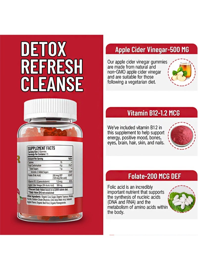 Wins Town 30 Gummies Apple Cider Vinegar，Supports Digestion，Detox & Cleansing，Supports Weight Loss，Boost Health  - Image 3