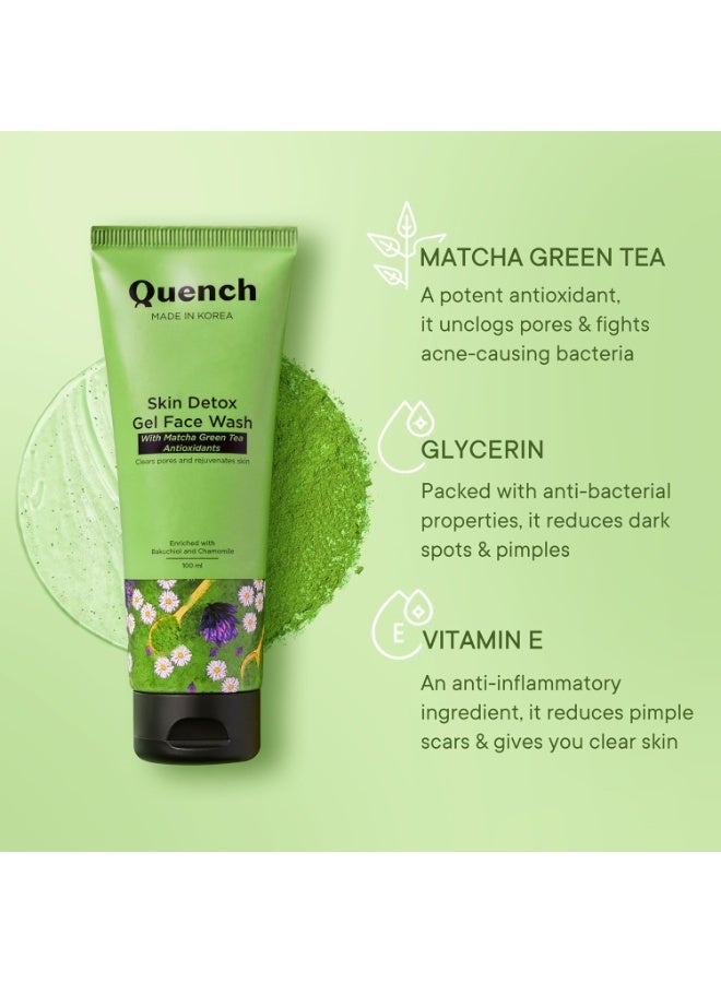كوينش QUENCH BOTANICS غسول جل للوجه لتنقية البشرة (Skin Detox) بخلاصة الشاي الأخضر "ماتشا" ومضادات الأكسدة | غسول كوري للوجه مخصص للبشرة الدهنية والمعرضة لحب الشباب | صُنع في كوريا (100 مل) - Image 2