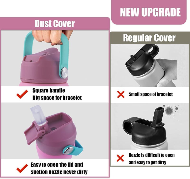 Moca زجاجة ماء للأطفال 550 مل | زجاجة ستيانلس ستيل للأطفال مع فوهة ناعمة | زجاجة مقاومة للتسرب للأولاد والبنات للمدرسة والسفر | قاعدة غير قابلة للانزلاق (روزيل)  - Image 5