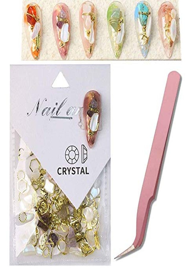 XICHEN Big Mix Sizes Nail Art Decoration Stone Nail Art Jewelry Crystal Stone Nail Decoration Stone 3D Nail Art Shell Piece -with Professional Tweezers (Amethyst) - Image 1
