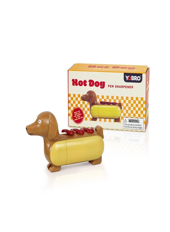 Yobro Mini Pencil Sharpener for Gifts, Novelty Hotdog Desktop Sharpener,Handheld Novelty Manual Color Pencil Sharpener,Cute Cartoon Dachshund Design,White Elephant Gifts,Stocking Stuffers,Ages 12+ - Image 1