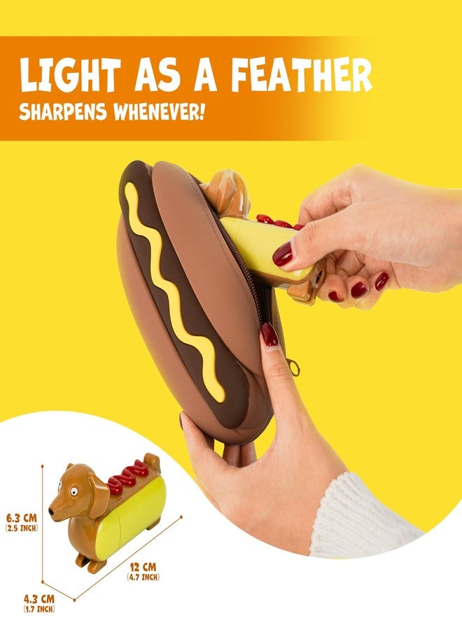Yobro Mini Pencil Sharpener for Gifts, Novelty Hotdog Desktop Sharpener,Handheld Novelty Manual Color Pencil Sharpener,Cute Cartoon Dachshund Design,White Elephant Gifts,Stocking Stuffers,Ages 12+ - Image 3