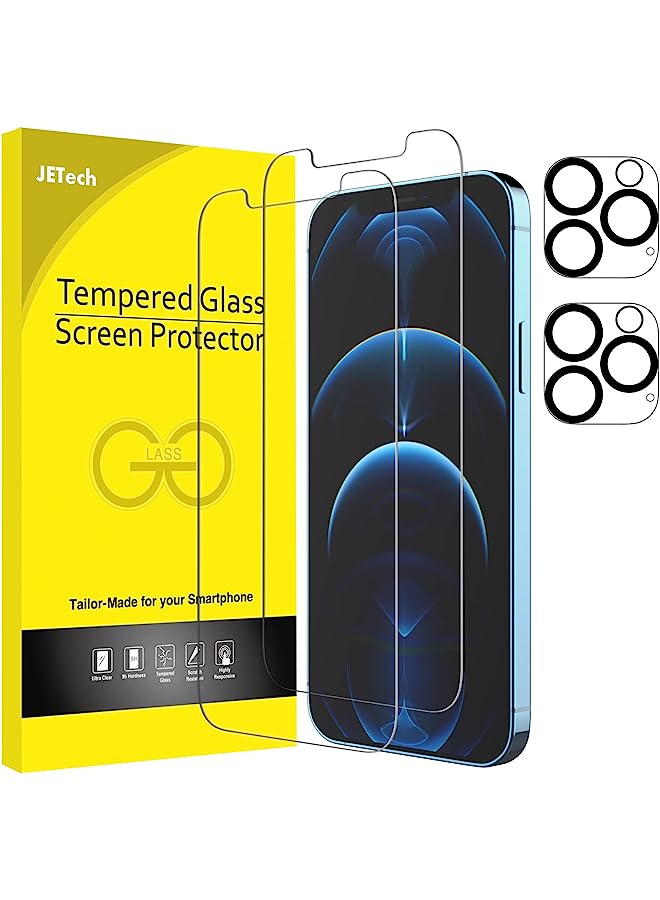 جي تيك واقي الشاشة لـ iPhone 12 Pro 6.1 بوصة مع واقي عدسة الكاميرا (وليس لجهاز iPhone 12) ، والفيلم الزجاجي المقسى ، و 2 عبوة لكل منهما - Image 1
