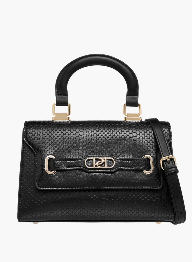 بابريكا Textured Crossbody Bag with Adjustable Strap and Flap Closure