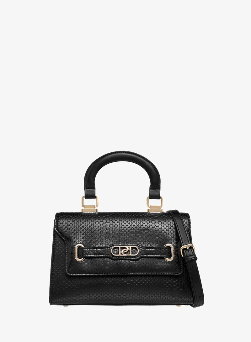Paprika Textured Crossbody Bag with Adjustable Strap and Flap Closure