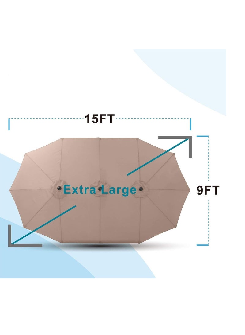 Cool Baby COOLBABY for Patio Beach 15' Double Top Extra Large Parasol with Crank Includes Base  - Image 2