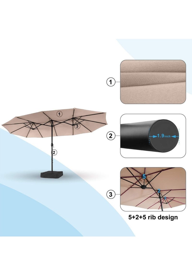 Cool Baby COOLBABY for Patio Beach 15' Double Top Extra Large Parasol with Crank Includes Base  - Image 3
