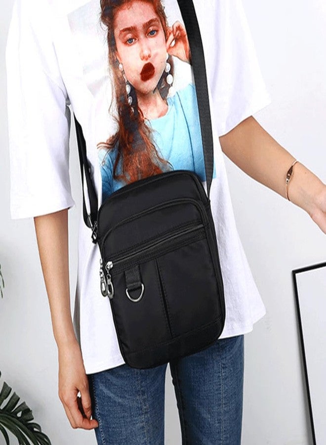 CAAORDKSO Small Messenger Bag for Women,Mini Crossbody Bag Shoulder Bag for Men, Small Messenger Satchel Bag 7.5 x 8.7 x 3 in (Dark Black) - Image 2