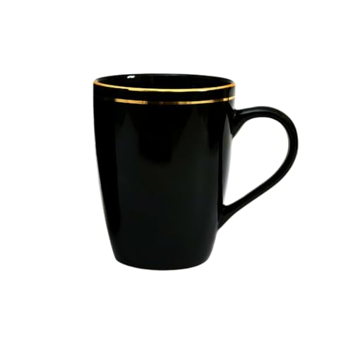 Femora Gold Series Ceramic Coffee Mug - Set of 2(360ml) Multi - Color Tea Cups, Stackable, Chip Resistant, Large Serving Coffee Cup, Ideal Coffee Mug for Gift - Black - Image 4