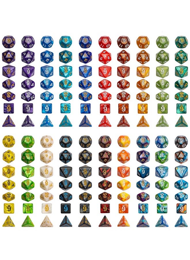 QMAY - Dnd Dice Set - 20X7 (140 Pieces) Polyhedral Dice, 20 Colors D&D Dice For Dungeons And Dragons Tabletop Role-Playing Games With 1 Drawstring Bag - Image 1