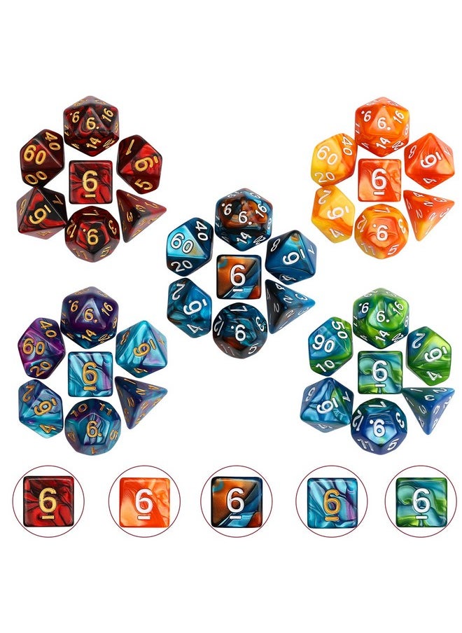 QMAY - Dnd Dice Set - 20X7 (140 Pieces) Polyhedral Dice, 20 Colors D&D Dice For Dungeons And Dragons Tabletop Role-Playing Games With 1 Drawstring Bag - Image 1